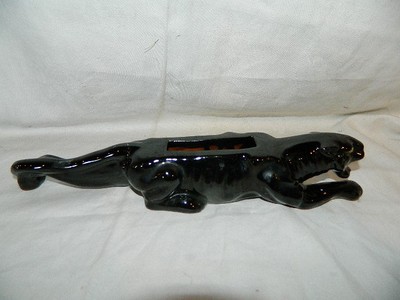 vintage ceramic Panther planter red clay, glossy black