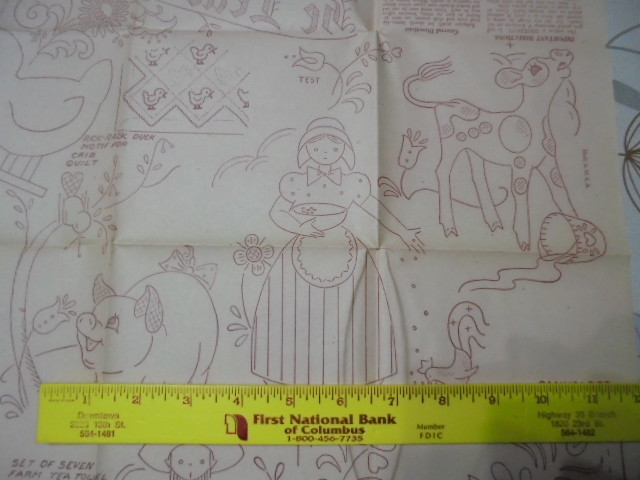 FS TRANSFER PATTERN DUTCH AMISH MAN WOMAN FARMER PIG CALF DUCK RELIGIOUS MOTIF
