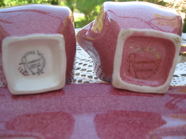 #F7 set ROYAL WINTON sugar & creamer & tray mottled pink England