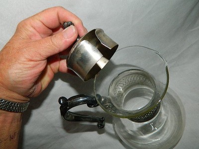 vintage glass carafe coffee pot with Silver Collar Roger's Silver
