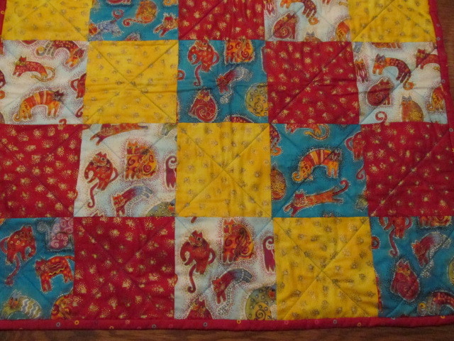 Cat quilt - Laurel Burch Cats, Butterflies - handmade - 25