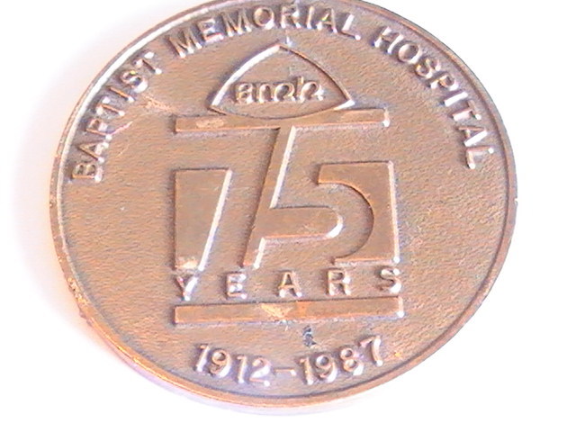 RELIGIOUS  BAPTIST MEMORIAL  75TH ANNIVERSARY MEDAL MEDALLION BMH 1912-1987