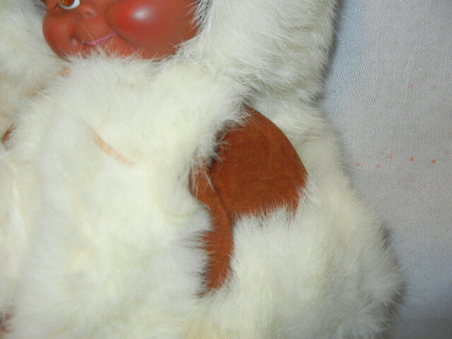 VINTAGE ESKIMO INUIT DOLL FUR LEATHER SLEEPING EYES 14