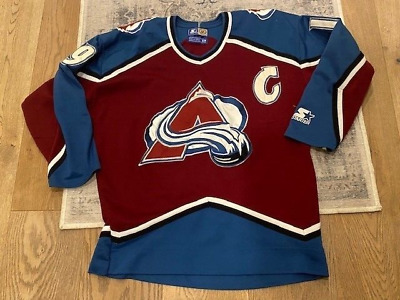 Vintage JOE SAKIC Colorado Avalanche Starter NHL Jersey DISTRESSED Sz Medium