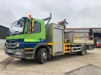 Mercedes-Benz Atego 1624 crane dropside pole erector ,on board compressor