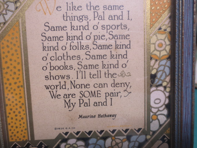 3 Vtg Art Deco Motto Poem Framed Pictures 