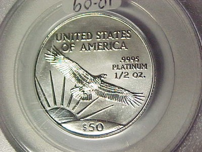 1/2 oz PCGS MS69 2002 $50 Platinum American Eagle .9995 Fine Platinum 1/2 oz