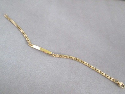 Stainless Steel Gold Plated ID Bracelet 8.25 inch Curb Chain Fashion USA Seller
