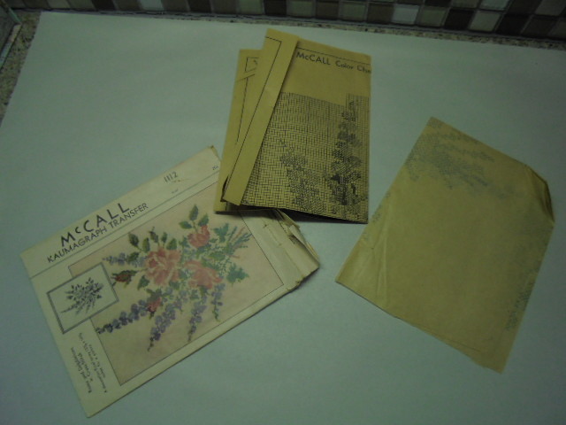 FS McCALL KAUMOGRAPH TRANSFER PATTERN CROSS STITCH EMBROIDERY ROSE WALL ART