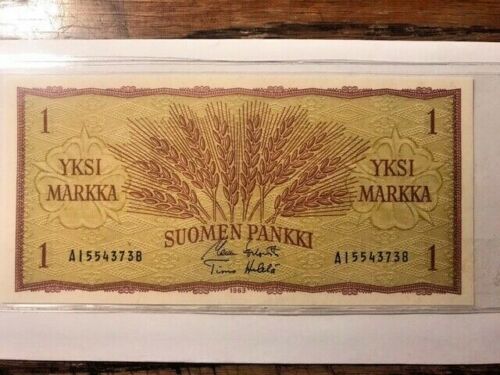 1963 Finland 1 Markka Banknote CU #17678