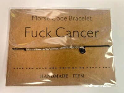 Morse Code  F*!k Cancer  Adjustable Bracelet with Initial J