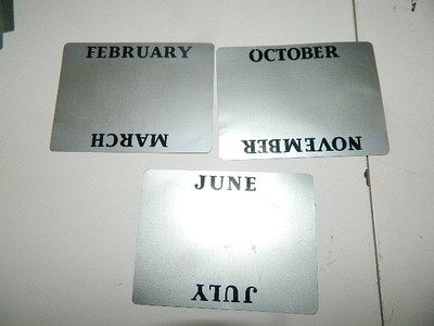 Rare Metal Calendar by The Metal Box Co. England metal month & date cards