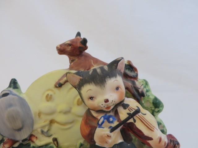 Vtg Lefton Hey Diddle Diddle the Cat & the Fiddle Ceramic Figurine