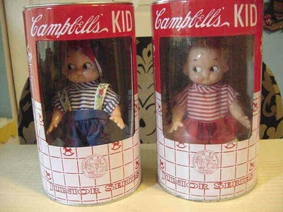 Set of 1998 Horsman CAMBPELL'S KID Boy & Girl Dolls & Collectible Piggy Banks  