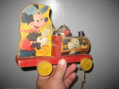 Vintage Fisher Price Pull Toy Disney Mickey Mouse Choo-Choo #485