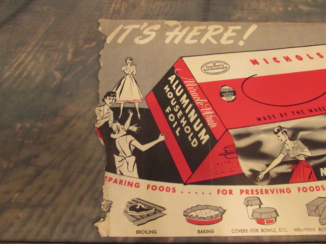 1950's Miracle wrap aluminum foil ladies wife advertising sign vintage Poster