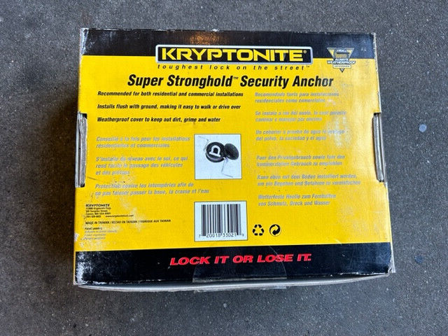 NOS NEW  Kryptonite Super Stronghold Inground Security Anchor  Motorcycle Bike
