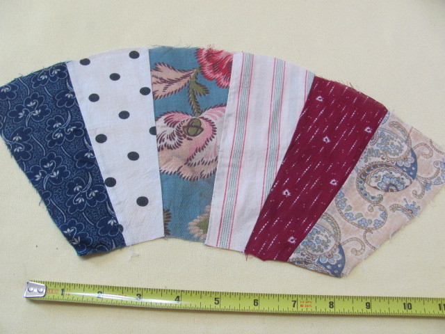 43 early 1900's fan or Dresden plate cotton quilt blocks