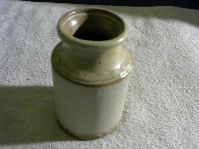 mini crock, pottery with pear design, great little collectible