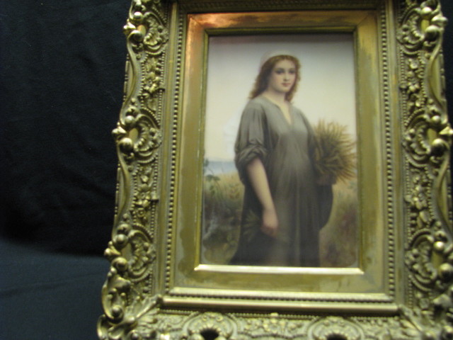 KPM or similar porcelain painting; Ruth with wheat...Excellent!