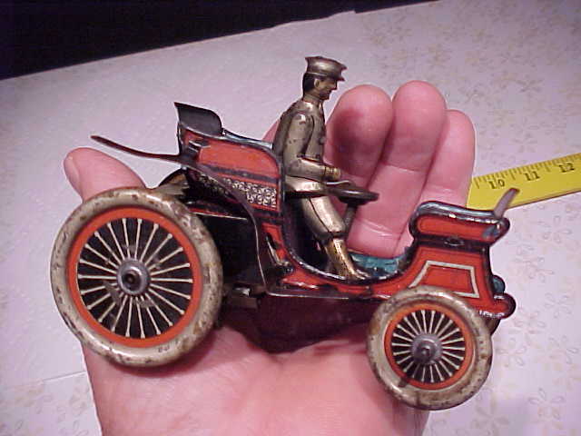 Vintage Old Litho on Tin Windup Toy Open Top Car Vis-a-Vis Wind Up Not Working