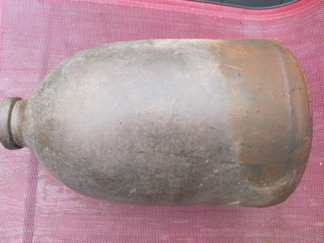 ROCK MILLS BACON LEVEL, ALABAMA 1 GALLON STONEWARE JUG UNUSUAL HANDLE