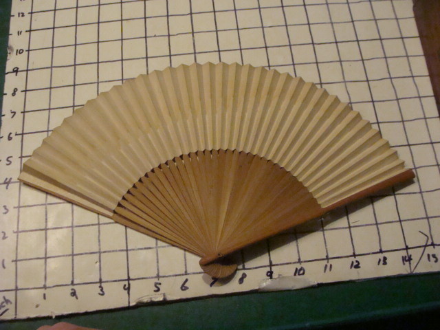 Vintage Original: JAPANESE FAN early hand painted  -- DRAGONFLIES -