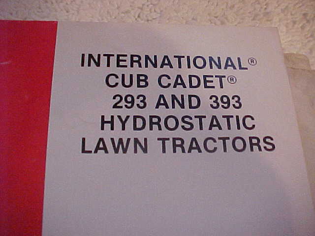 VTG 1985 IH CUB CADET 293 393 Hydro lawn Garden TRACTORS Operator's MANUAL