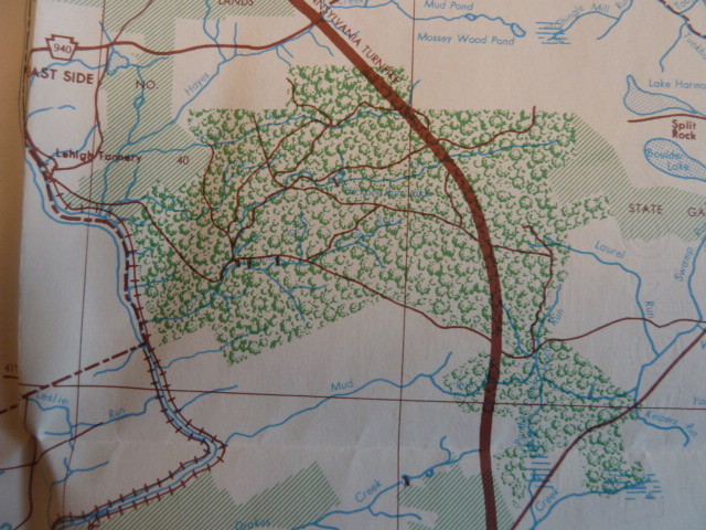 1958 PENNSYLVANIA FISH COMMISSION WATERS STREAMS HIGHWAY MAP CARBON MONROE CO.