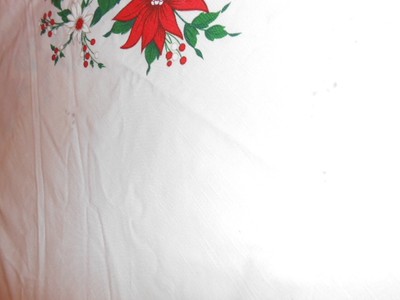 Mid Century Christmas Linen Round Tablecloth 70 Inch