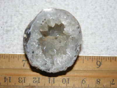 Agate geode half cut and polished with druzy crystal filled center 1.5'' U18