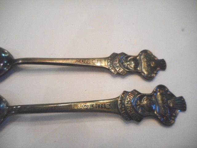 Lot of 2 Vintage Silver Plate LUCERNE ROLEX BUCHERER WATCHES SPOONS ~ 4.25