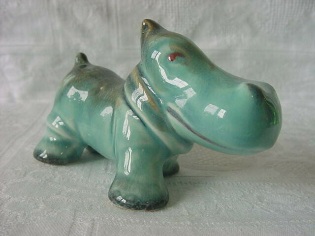 BESWICK Blue Gloss HIPPO Comical FUN Series #697 RARE England 1939 Vintage HIPPO