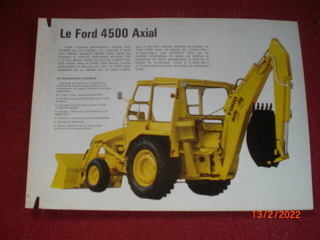 Brochure   Publicitaire   Tracto Pelle  Ford  4500   Axial  