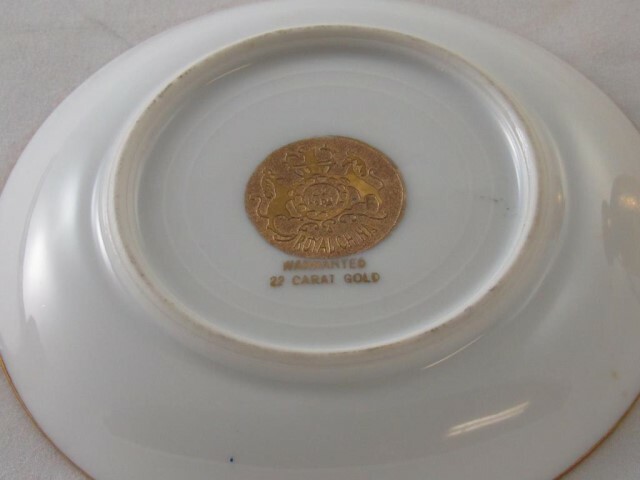 Demitasse Cup & Saucer Royal China Warranted 22kt Gold Encrusted Couple Cameo