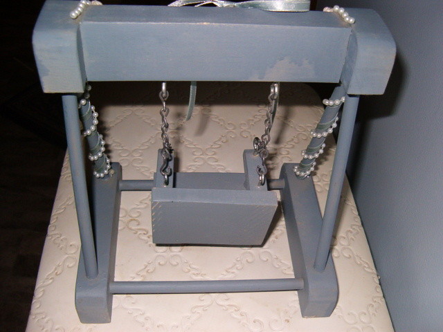 VINTAGE DOLL SIZE WOOD PORCH SWING ABOUT 9