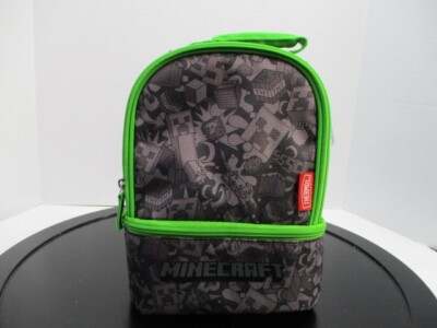 Minecraft Lunchbox Bag Thermos Creeper TNT Insulated 2 Compartment Handle 10''