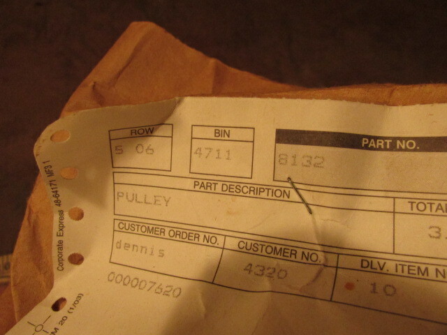 NOS Wheel Horse Toro Part 8132 pulley spindel double deck push mower lawn