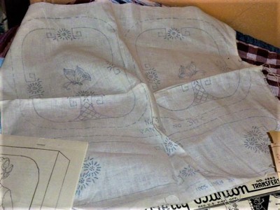 WHOLE LOT OF EMBROIDERY IRON ON PATTERNS/ FLOSS OLD NEWS PAPER CUT PATTERNS