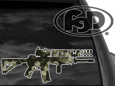 FGD Funny Pro Gun Vinyl Rear Window Decal M4 Merica!!! 12'' x 4.5'' (Mer3GCam) 