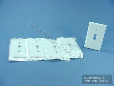 5 Leviton White 1-Gang Toggle Switch Cover Plastic Wall Plate Switchplates 88001