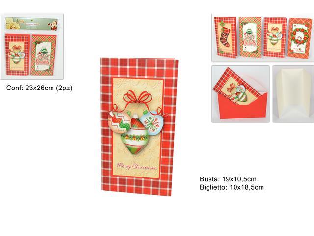 Set 2 Pezzi Biglietti Auguri Natale Con Busta Fantasia Natalizia dfh