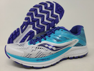 

Женские беговые кроссовки Saucony Ride 10, белые/синие, 5 B(M) США, White/blue