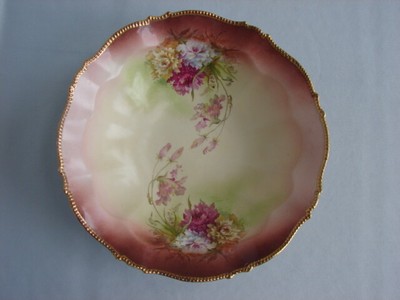 Pale Yellow Vintage Hand Painted Porcelain Serving Piece White Gold Floral Motif Marked Nippon 1067