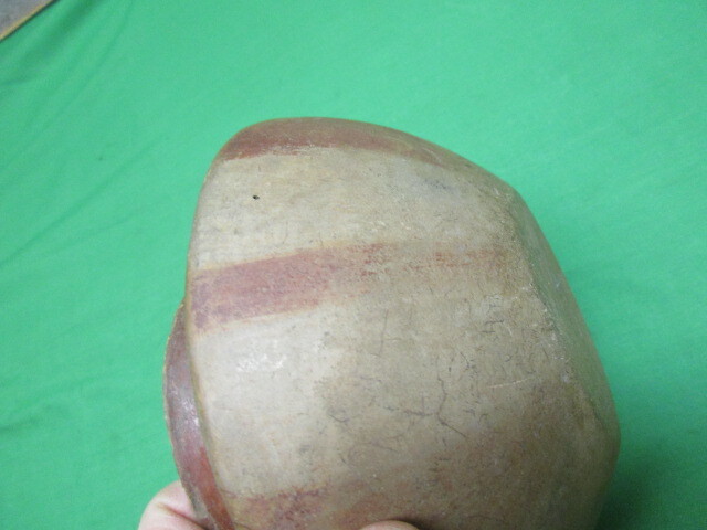 Authentic Native American Mississippian Keel Shaped Red & White Pot Arkansas