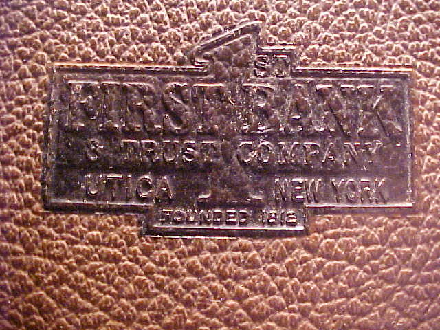 VINTAGE MARINE MIDLAND TRUST CO LEATHER POCKET HOLDER UTICA NEW YORK BANK AD NY