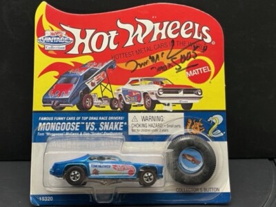 VRHTF VTG NHRA COOL HOT WHEELS SIGNED BY ''TOM THE MONGOOSE MCEWEN'' BLUE DUSTER