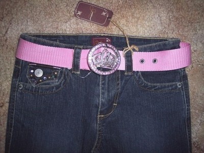 Girls Jeans size 10 Underground Jeans Pink Belt Princess Belt Buckle Soul Jeans