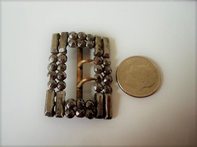 Vintage Antique Victorian Edwardian Cut Steel Buckle 1 x 1 3/8 In.