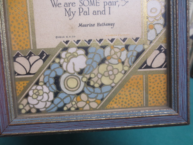 3 Vtg Art Deco Motto Poem Framed Pictures 